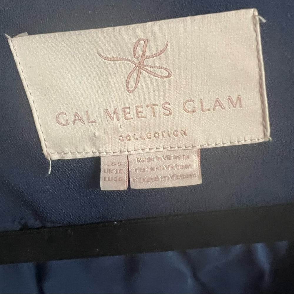 GAL MEETS GLAM Classic Flattering Navy Wrap Dress, 6 - Picture 12 of 12